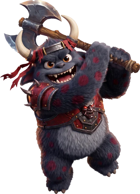 Warrior class in Turbo Tap Masters: a fluffy monster hero in warrior gear